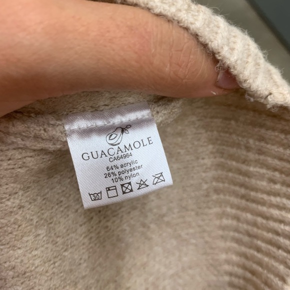 Guacamole girls Peter Pan Ruffled Collar Beige Cardigan - Picture 4 of 5